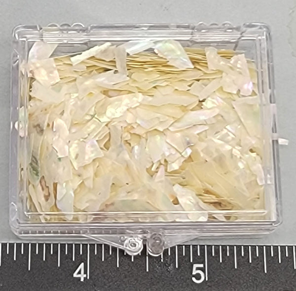 Very thin, iridescent White Abalone Flakes - 2mm to 15mm - 1.75" x 2" Box