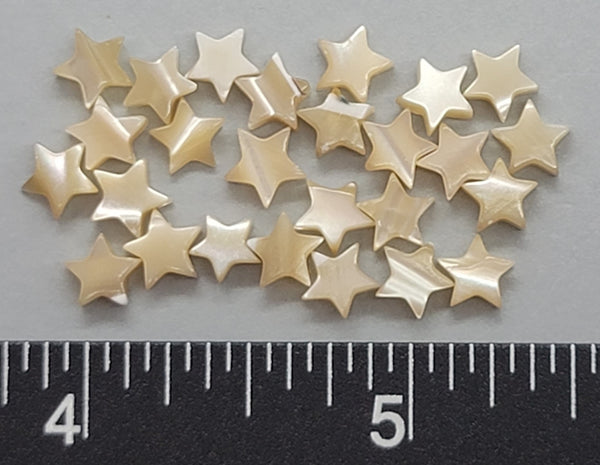6mm Cream Mother of Pearl Star Beads 25pcs