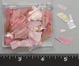 Very thin, iridescent, dyed Pink mother of pearl flakes - 2mm to 15mm - 1.75" x 2" Box