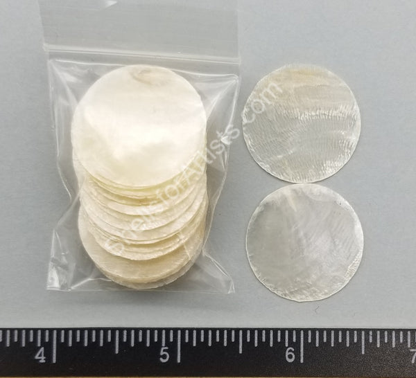 Capiz Round Cut Shells - Placuna Placenta - (10 round cut shells approx.  1.5 inches) - WB 30