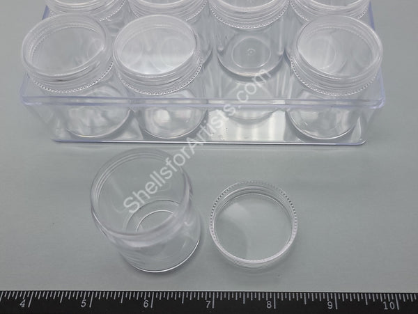 12 Clear Plastic Storage Jars In A Box