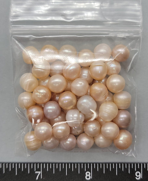 Undrilled, natural ring around the rosy, genuine cultured pearls - 8mm - 50pcs