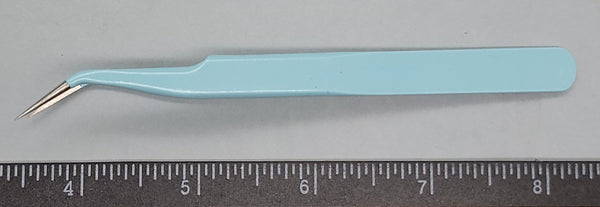 Aqua Bent End Tweezers with Smooth Points - 4.75" long - 1pc
