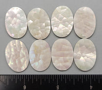 White Mother of Pearl Mosaic ovals - 18mm x 24mm - 8pcs
