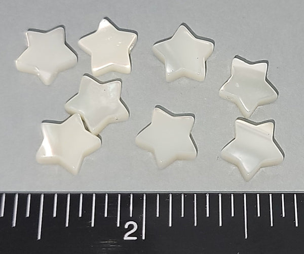 Mother of pearl Stars- side drilled for beads - 8mm - 8pcs