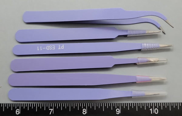 Lavender Tweezer Set - 6pcs - 4.75" to 5.25" long
