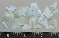 Very thin, tinted light turquoise Mother of Pearl flakes - 2mm to 20mm - 1.75" x 2" Box