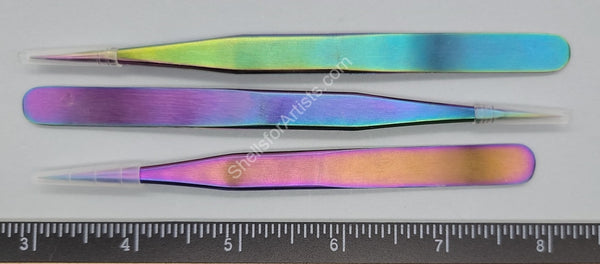 Colorful Titanium Stainless Steel Pointed Straight Tweezers- Longer