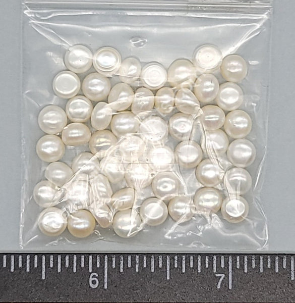 Undrilled Flat Bottom White Genuine Cultured Pearls- Gorgeous Luster
