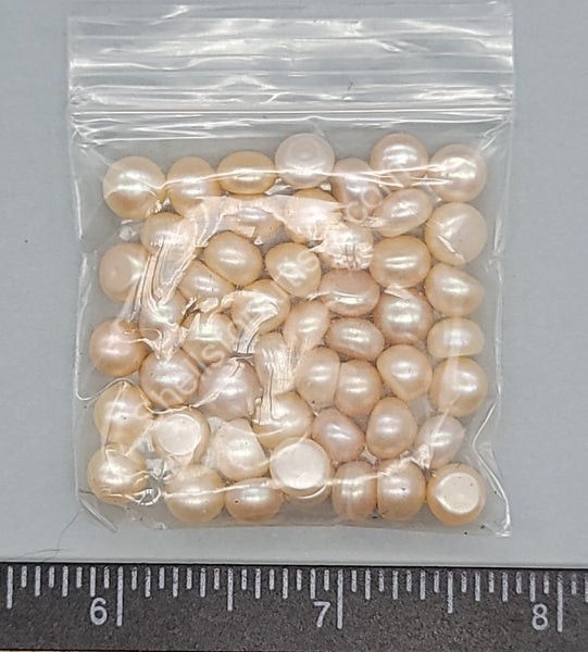 Undrilled Natural Pink Flat-Bottomed Round Genuine Cultured Pearls